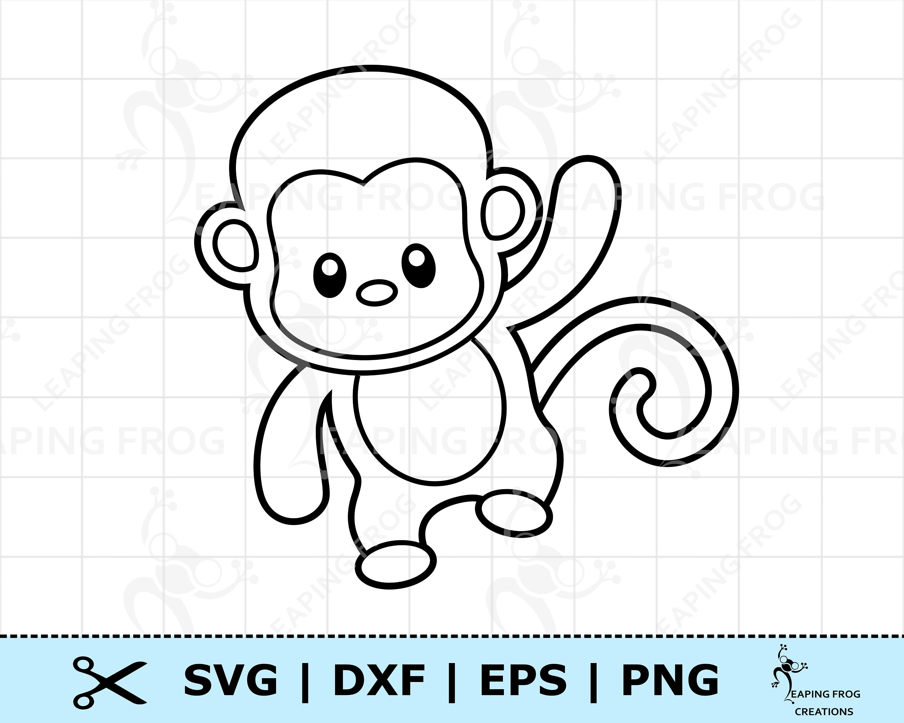 Download Cute Baby Monkey Svg Png Dxf Eps Monkey Digital Download Etsy