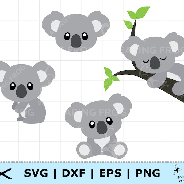 Koala SVG. PNG. Cricut cut files, layered. Silhouette files. Bundle, set. Baby koala, Australian animals, Jungle, Safari. Instant download.