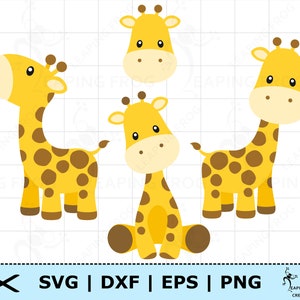 Giraffe SVG, PNG. Cricut, Silhouette geschnitten Dateien. Geschichtet. Niedliche Baby Giraffen Clipart. Bündel, Set, Dschungel Tiere, Cute! DXF, eps.