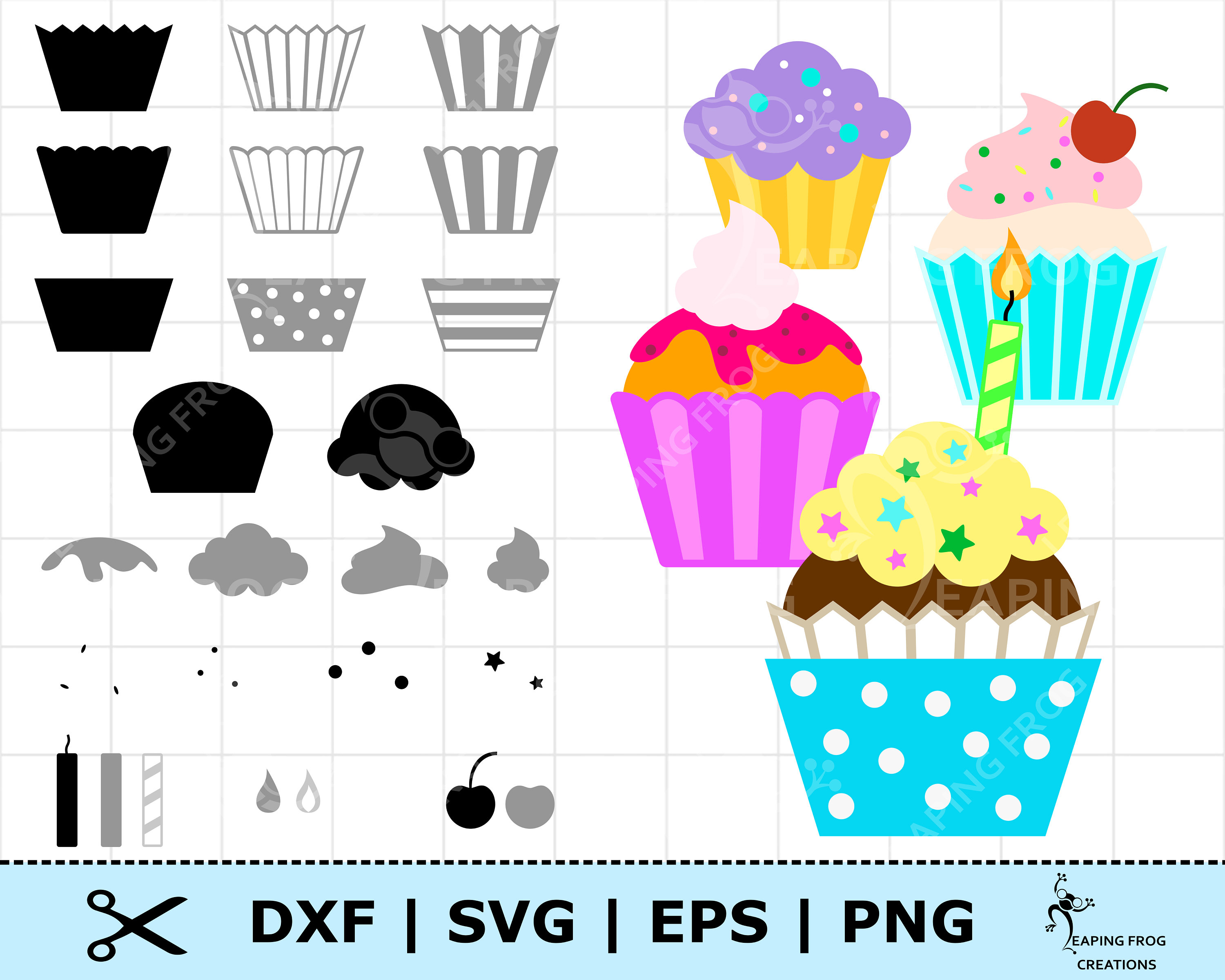 Cupcake SVG. PNG. Mix & Match Cricut cut files layered Etsy