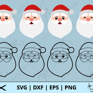 Papai Noel SVG. PNG. Rostos. Arquivos de corte Cricut, arquivos em camadas. Arquivos de silhueta. Sublimação. Imprimir para cortar. Papai Noel DXF, eps. Download instantâneo!