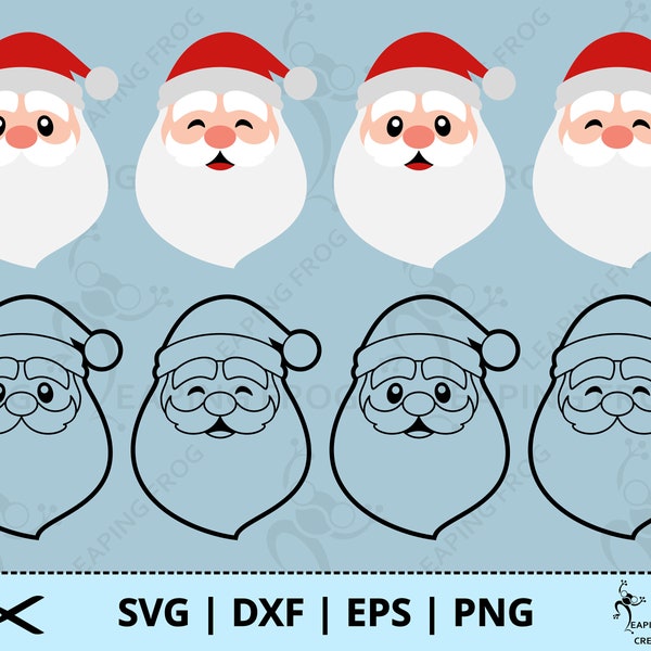 Santa SVG. PNG. Faces. Cricut cut files, layered files. Silhouette files. Sublimation. Print to cut. Santa Claus DXF, eps. Instant download!