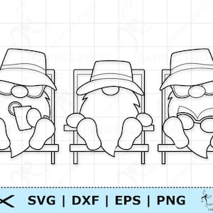 Nains de plage SVG. PNG. Fichiers de coupe Cricut, fichiers Silhouette. L'été, les nains de jardin. DXF, eps. Téléchargement instantané. Tropical, chaises de plage.