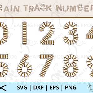 Números de vía de tren SVG. PNG. Archivos de corte Cricut, en capas. Archivos de silueta. Sublimación. Ferrocarril, niños, niños, DXF, eps ¡Descarga instantánea!