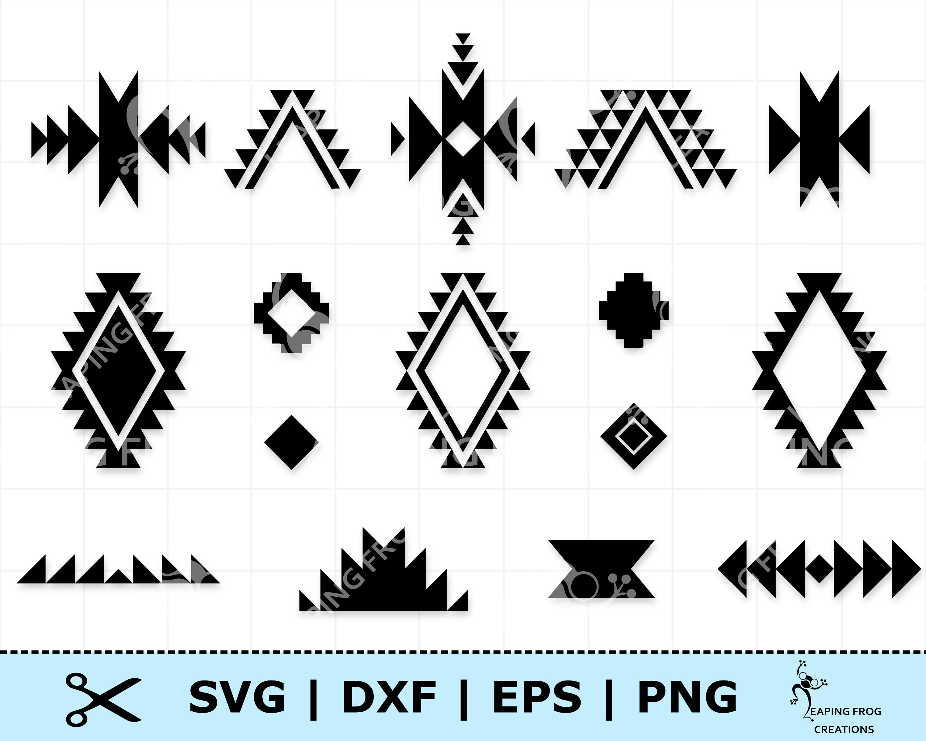 Tribal Symbols SVG. PNG. Aztec pattern. Cricut cut files, Silhouette files.  Black, White. DXF, eps. Digital. Instant Download. Native signs