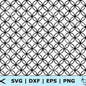 Può includere: Motivo geometrico bianco e nero con cerchi ripetuti e linee sovrapposte. Il motivo è senza cuciture e può essere utilizzato per vari progetti di design.