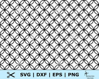 Overlapping circles pattern SVG. PNG. Seamless! Tiling. Cricut cut files, Silhouette files.  Black, White. DXF, eps. Outline, Stencil