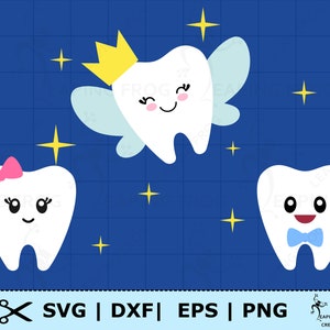 Fée des dents SVG. PNG. Fichiers découpés Cricut, superposés. Fichiers silhouette. Dents. Garçon, fille, sourires. Noeud papillon, cravate. Mélangez et assortissez ! DXF, eps.