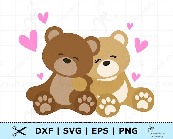 Orsacchiotto SVG. Coppia di orsi. San Valentino svg. Circut cut files,  Silhouette. Stratificato. Clipart, orsetto, orso bruno. Cuori png dxf eps -   Italia