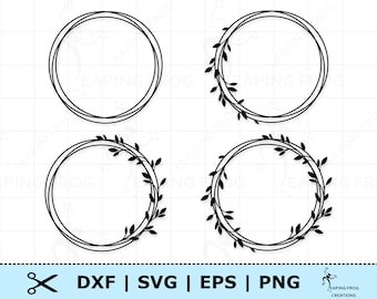 Corona rústica SVG. Archivos de corte Cricut, Silueta. Corona de laurel. Marco de monograma. Corona de hojas. Corona de otoño. PNG. DXF. ¡Descarga instantánea!