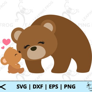 Maman ours SVG. Fichiers Cricut Cut, fichiers Silhouette. Fête des mères, maman, bébé, enfant. Marron, grizzli, mignon. DXF, eps. Téléchargement instantané !