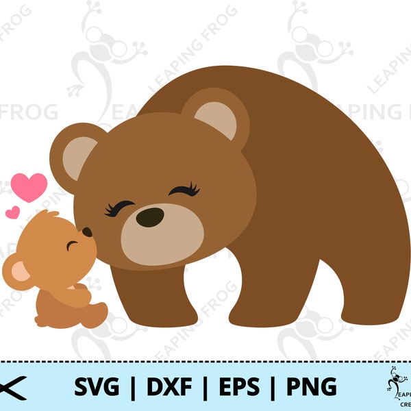 Mama Bear SVG. Cricut Cut files, Silhouette files. Mother's Day, Mom, Baby, Child. Brown, Grizzly, cute. DXF, eps. Instant download!