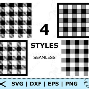 Buffalo Plaid Pattern SVG. 4 versions! Cricut cut files, Silhouette. Seamless! Black and White Plaid svg. Plaid PNG. Clipart. Pattern. DXF