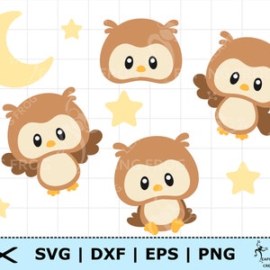Niedliche Baby Eule SVG. Eule PNG. Eule DXF. Cricut Schnitt Dateien, Dateien mit Ebenen. Silhouette. Eulen-Set svg. Eulenbündel svg. Braune Eulen svg. Eule-clipart.