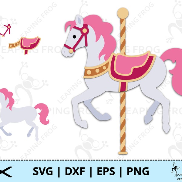 Carousel horse SVG. PNG.  Cricut cut & layered files, Sihouette, Sublimation, Print-to-cut, etc. Merry go round, DXF, eps. Instant download!