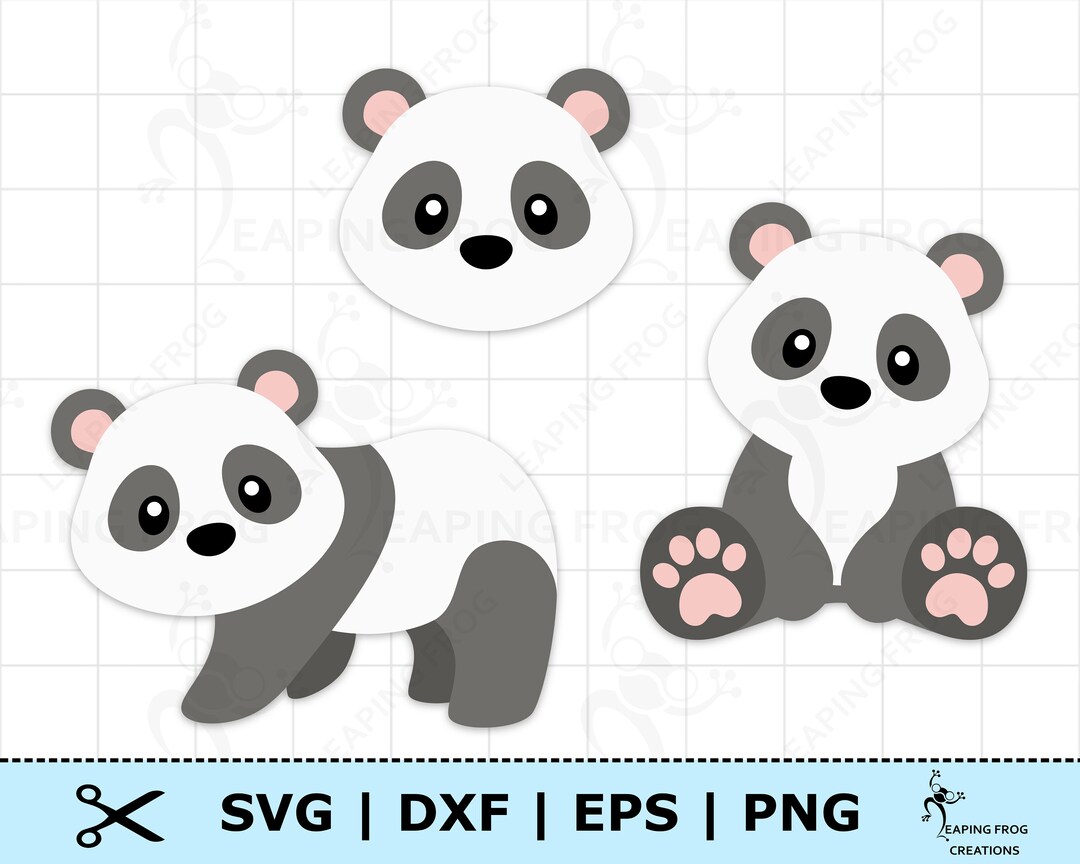 Panda Bear Set SVG. Panda Bear DXF. Panda Bear PNG. Circut Cut Files ...