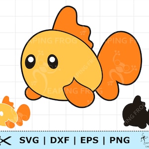 Schattige baby goudvis SVG. Goudvis PNG. Cricut gesneden bestanden, gelaagde bestanden. Silhouetbestanden. DXF. eps. Cartoon vis clipart. Digitaal.