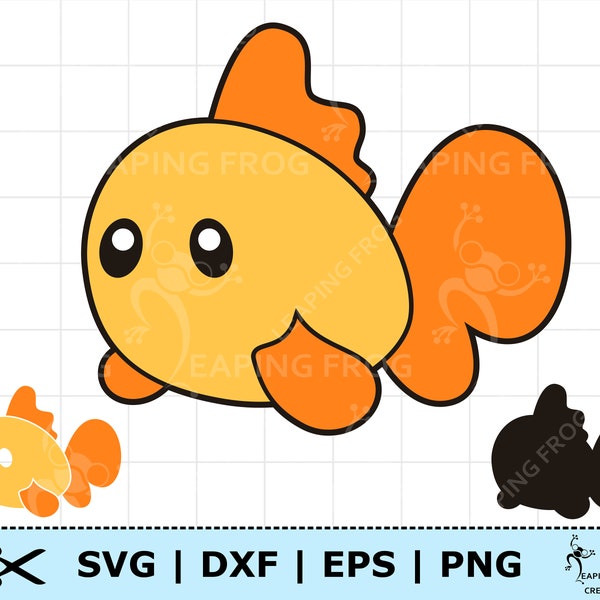 Cute Baby Goldfish SVG. Goldfish PNG. Cricut cut files, layered files. Silhouette files. DXF. eps. Cartoon fish clipart. Digital.