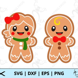 Galletas de pan de jengibre SVG. PNG. Archivos de corte Cricut, silueta, archivos en capas. Hombre, Mujer, Niña, Niño, Navidad, Pareja. Descarga instantánea