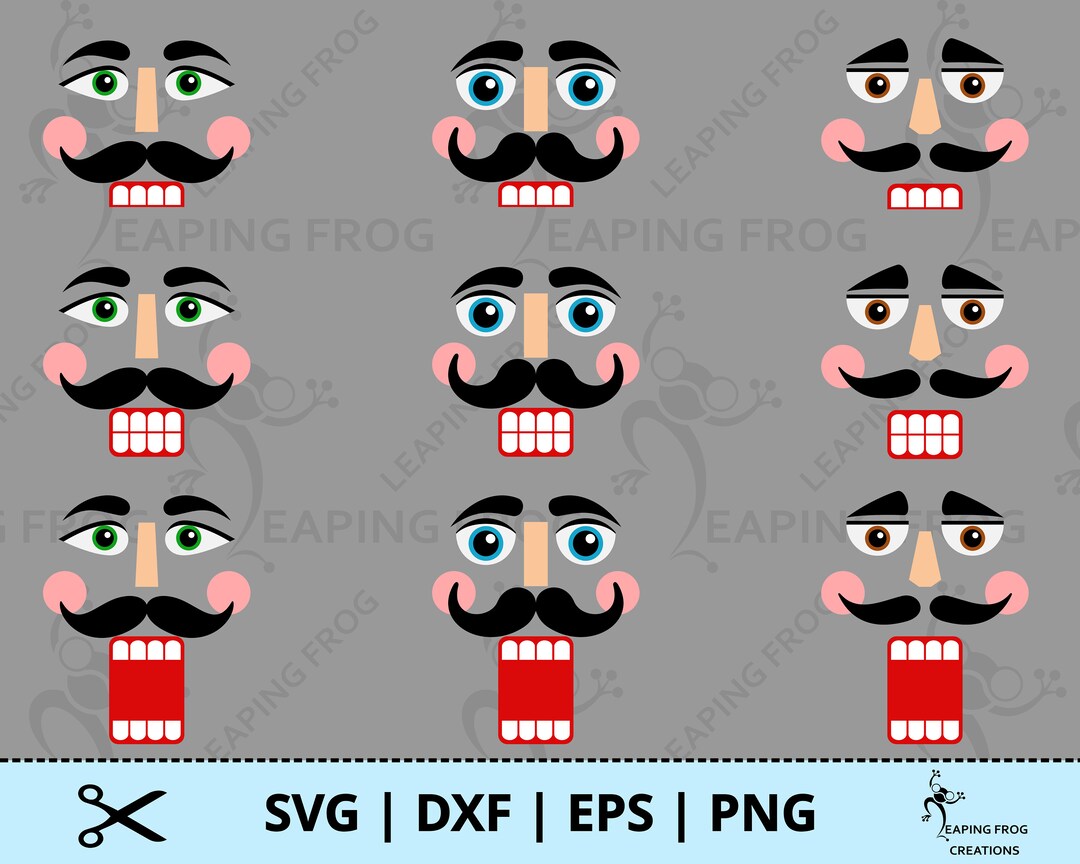 Nutcracker Faces SVG PNG Cricut Cut Files Silhouette Layered Files