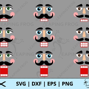 Quebra-nozes enfrenta SVG. PNG. Arquivos de Corte Cricut, Silhueta, Sublimação de arquivos em camadas. Natal, Mix & Match ou use pré-fabricados. Download instantâneo