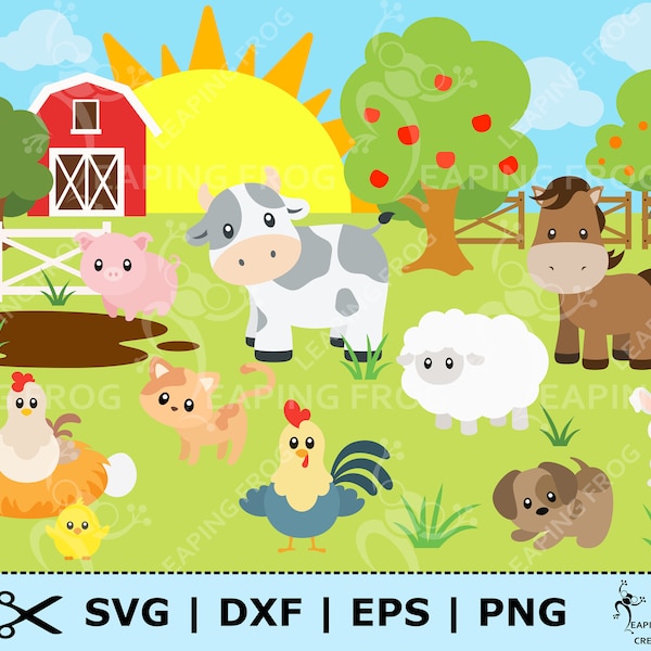 Farm Animals SVG. Cricut cut files, layered files. Silhouette files. Farm Bundle svg. Set. Cow svg. Horse svg. Barn svg. Pig svg. Sheep svg.