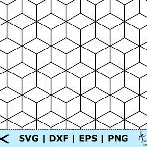 3D ブロック SVG。幾何学模様。シームレス/タイリング! Cricut カット ファイル、シルエット ファイル。黒、白。PNG、DXF、eps。すぐにダウンロードできます。
