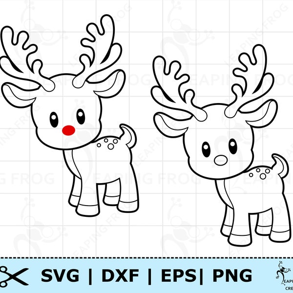 Rudolph SVG. PNG. Cricut cut, layered files. Silhouette files. Christmas. Reindeer outline, stencil. DXF, eps. Instant download!