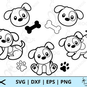 Puppy SVG. PNG. Cricut cut files, layered files, Silhouette, Sublimation. Outline, Stencil. Cute dog. Print to cut. DXF, Instant download!