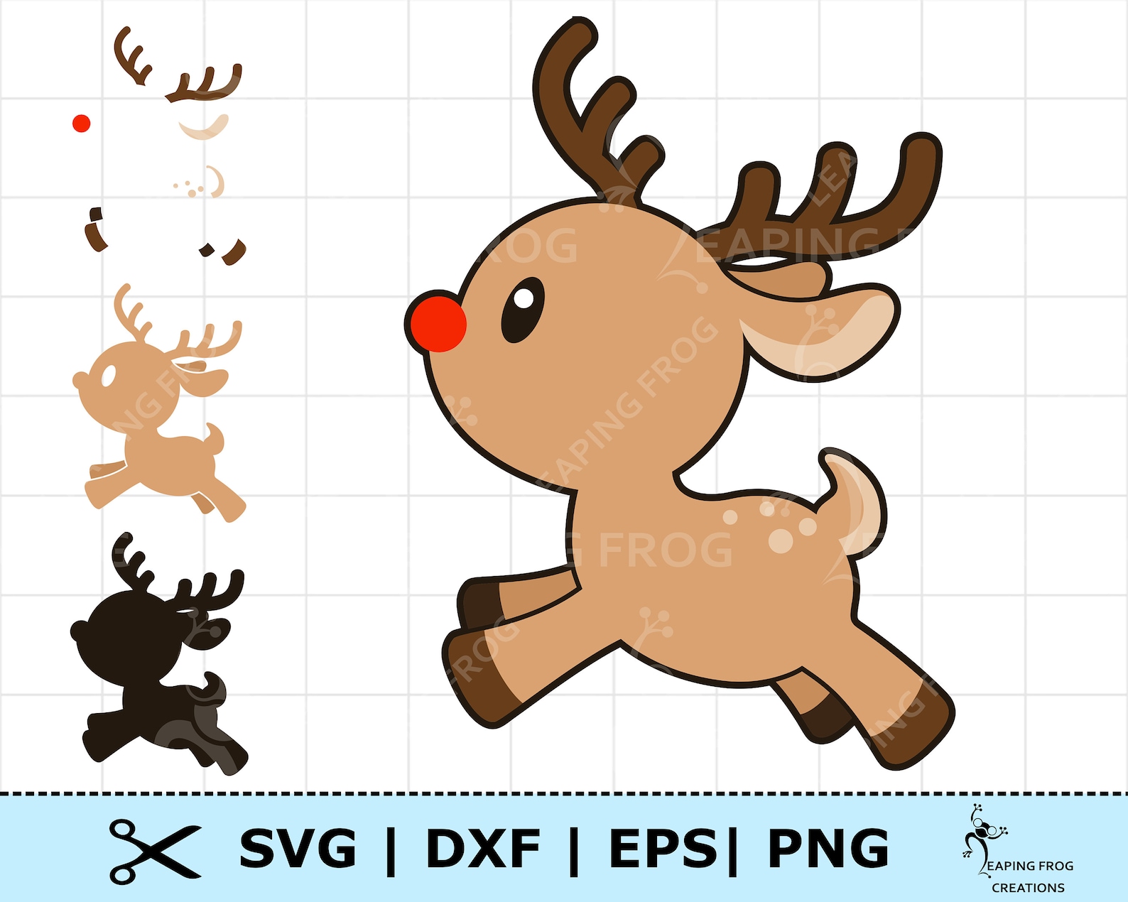 Rudolph the Red Nose Reindeer SVG. PNG.. Cricut Cut Files, Layered ...