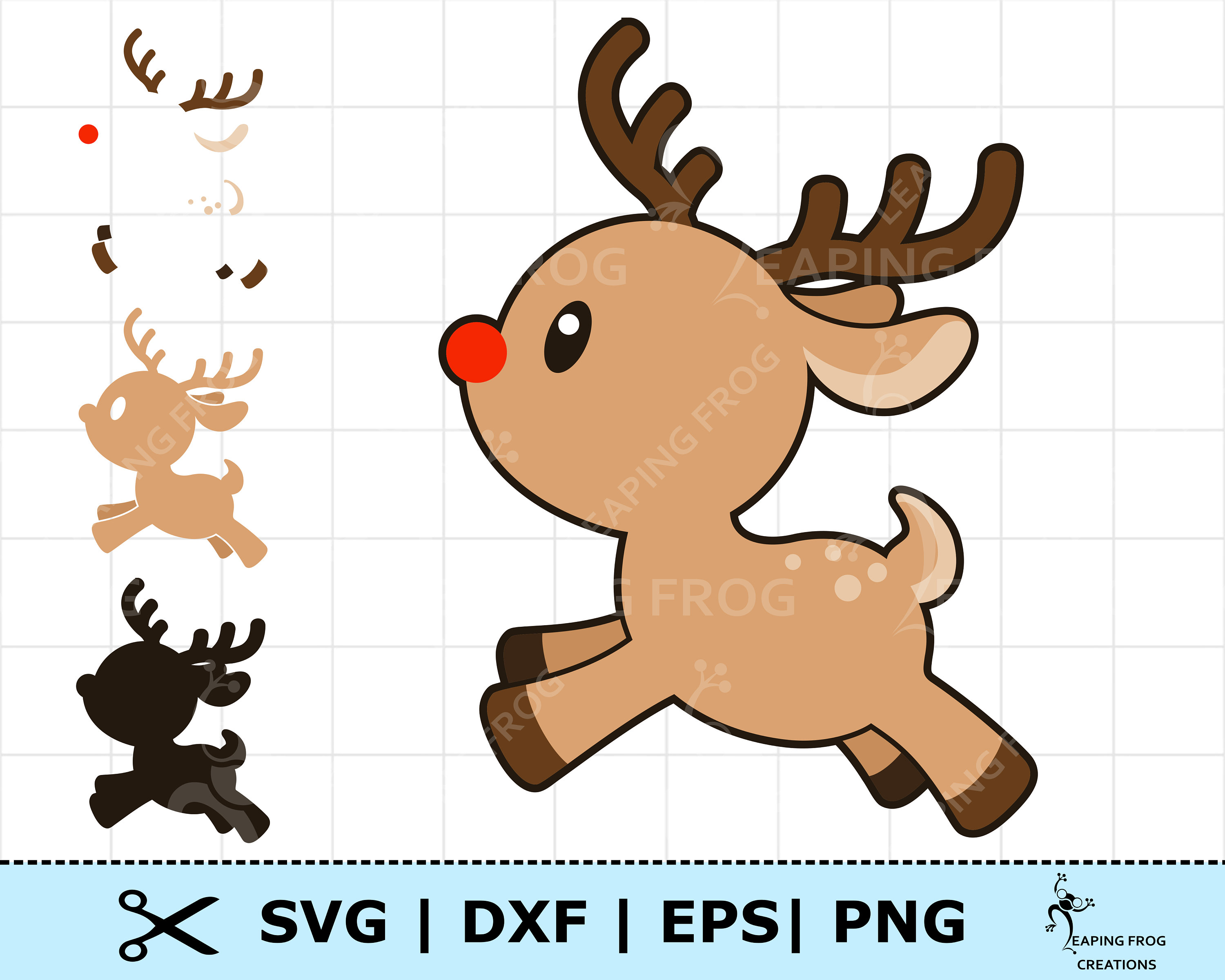 Cute Rudolph the Red Nose Reindeer SVG PNG DXF eps. Cricut | Etsy