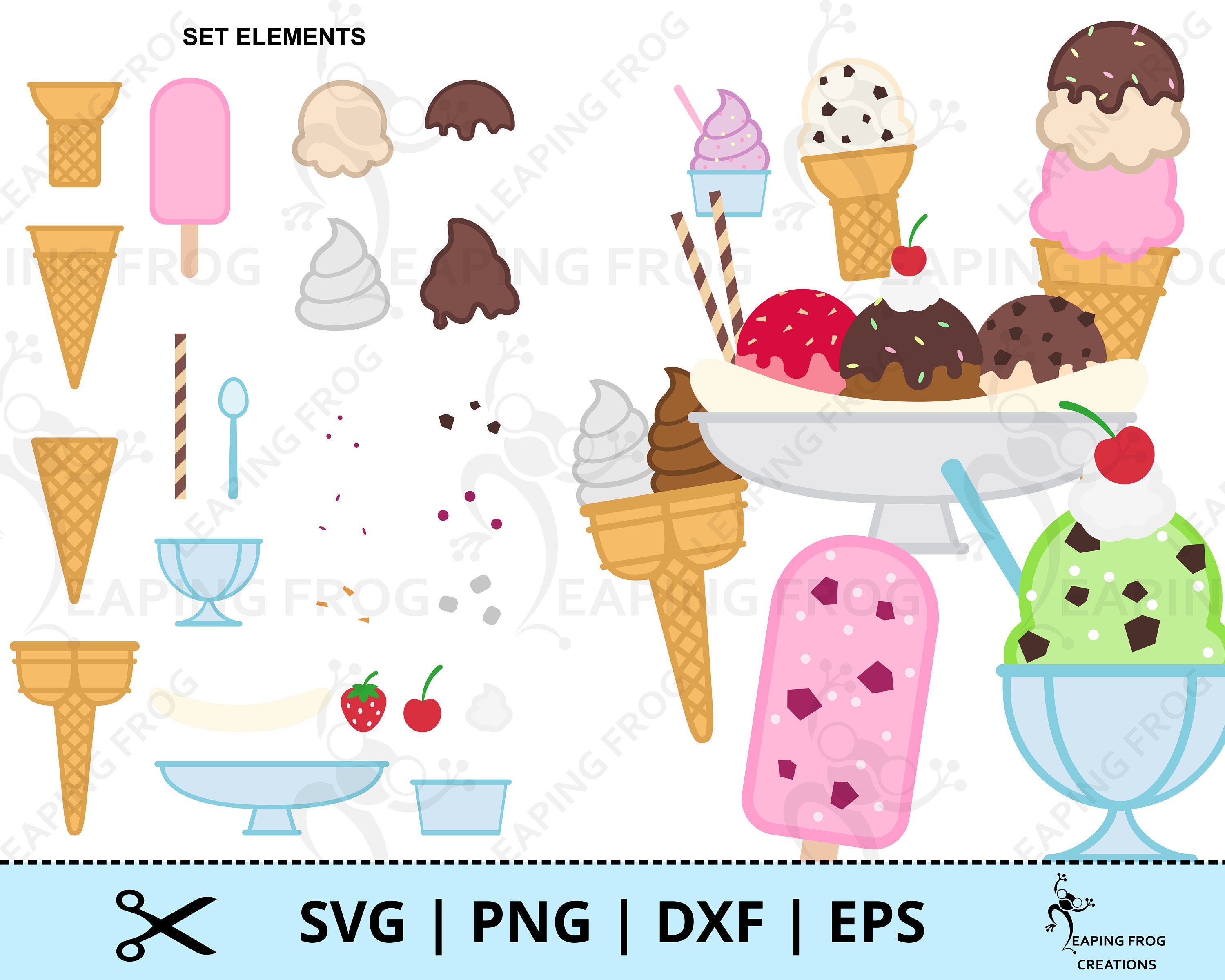 Ice Cream SVG PNG. Mix & Match Cricut Cut Files Layered Etsy
