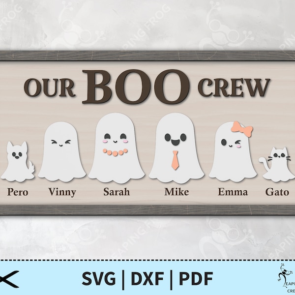 Ghost Family SVG. For laser, glowforge, etc. Cut, score, engrave. Halloween family. Sign. The Boo Crew. Instant download! cute!