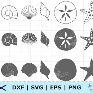 Seashells SVG. Cricut cut files. Layered files. Silhouette. DXF. PNG. eps. Digital download. Sea shells svg. Sea shells png. Beach svg. zdjęcie 1