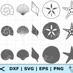 Seashells SVG. Cricut cut files. Layered files. Silhouette. DXF. PNG. eps. Digital download. Sea shells svg. Sea shells png. Beach svg. zdjęcie 1