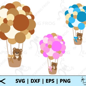 Bär im Heißluftballon SVG. PNG. Cricut-Schnitt- und Schichtdateien, Sublimation, Druck-zu-Schnitt usw. Teddybär, DXF, eps. Sofortiger Download.