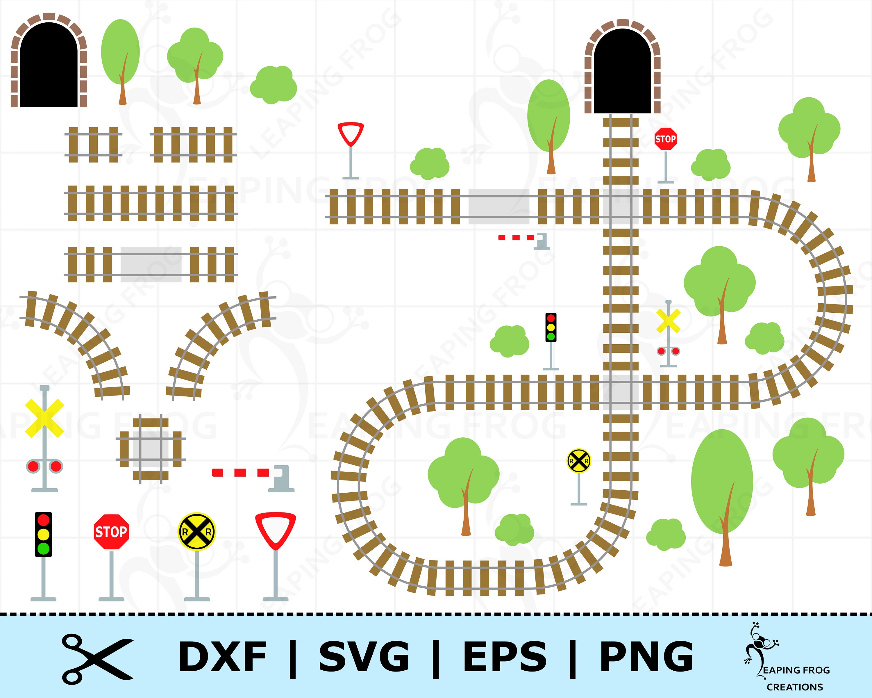 Train Track SVG. Train Svg. Cricut Cut Files, Silhouette. Stop Signs,  Trees, Tunnels, Etc. Set, Bundle. PNG. DXF. Eps. Instant Download! - Etsy, image size:3000x2400