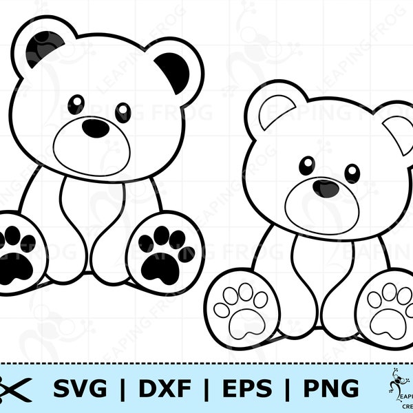 Teddybär SVG PNG DXF pdf. Cricut Cut Dateien, Silhouette. Süßer Bär Ausmalbild. Bär Umriss svg. Teddybär svg. Bär Clipart.