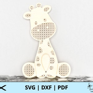 Rattan Giraffe SVG. Do lasera, Glowforge itp. DXF, PDF. Żłobek, Zwierzę, dziecko, warstwowe, pliki do cięcia. Zwierzęta dżungli. Natychmiastowe pobranie!