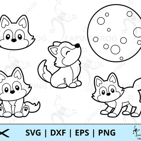 Wolves SVG. PNG. Outline, Stencil. Cricut cut files, Silhouette. Sublimation, print, wolf, Woodland animals. DXF, eps. Instant download.