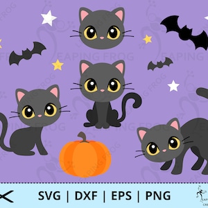 Black cat SVG. PNG. Halloween! Cricut cut files, layered. Sublimation. Bundle, set. Cute, Spooky,  Animals DXF, eps. Instant download.