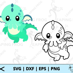 Cthulhu SVG. PNG. Cricut cut Dateien, geschichtet. Silhouette. Süß, Seeungeheuer, Kreatur, Wasser, Ozean, Sci-Fi, DXF, eps. Sofortiger Download.