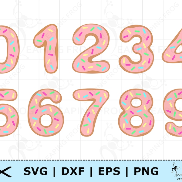 Donut numbers SVG. PNG. Pink Doughnuts. Cricut cut files, layered. Silhouette files. Birthday, Cake topper, DXF eps. Instant Download!