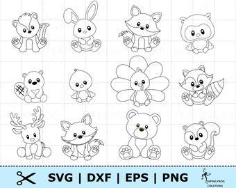 Woodland Animals SVG Set. Woodland Creatures SVG. Cricut cut files. Silhouette files. DXF. Woodland Animals bundle png dxf. Outline.