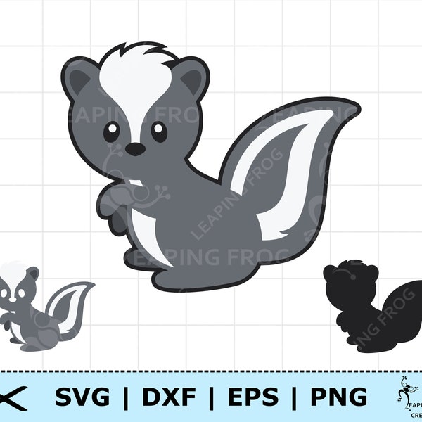 Skunk SVG. Cricut cut files, Silhouette. Layered files. Skunk DXF, Skunk PNG, Skunk eps. Baby Skunk Clipart.  Cartoon skunk download.