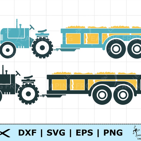 Hayride SVG. PNG. Cricut cut, layered files. Silhouette files. DXF, eps. Tractor pulling bales of hay. Halloween svg. Instant download!