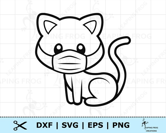 Download Cat Wearing Face Mask Svg Cat Png Dxf Eps Cricut Cut Files Etsy PSD Mockup Templates
