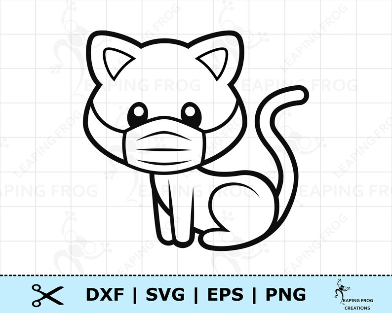Cat Wearing Face Mask SVG. Cat PNG. DXF Eps. Cricut Cut Files Etsy