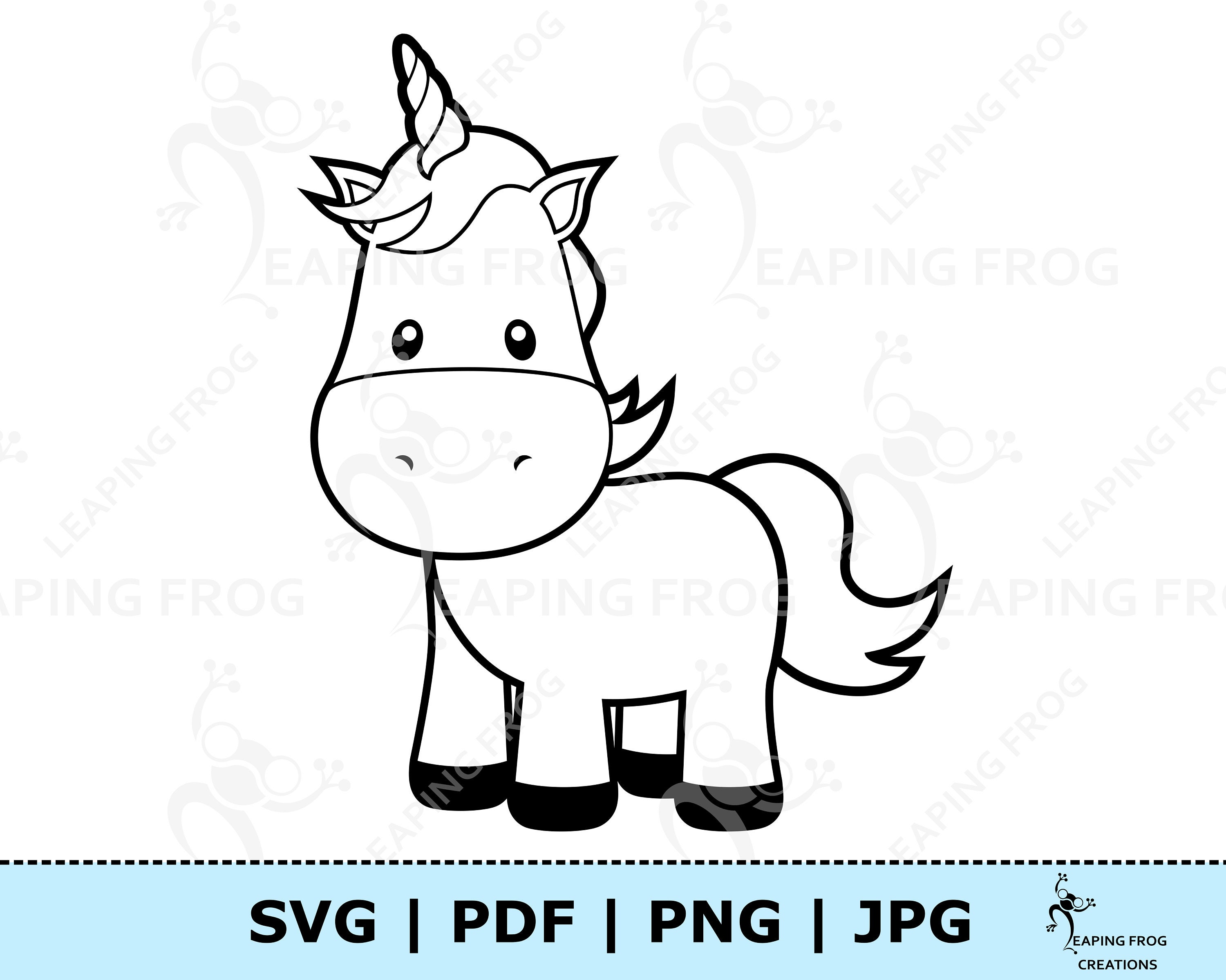 Download Cute Unicorn Coloring Page Jpg Pdf Svg Png Unicorn Clipart Etsy