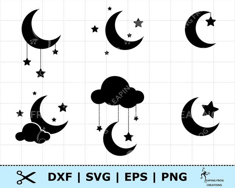 Download Moon SVG. Moon and Stars SVG. Cricut cut files. Silhouette ...